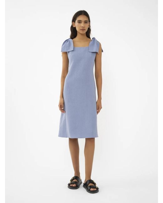 Chloé Blue Chloé Bow-Detailed Sleeveless Dress