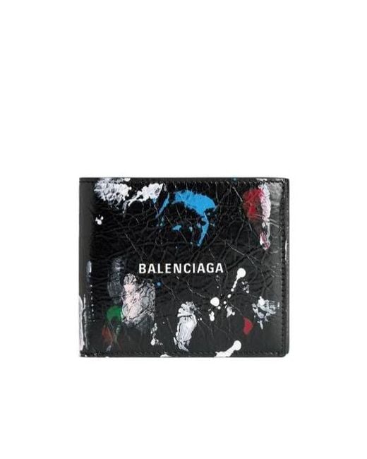 Balenciaga Black Cash Square Bi-Fold Wallet for men