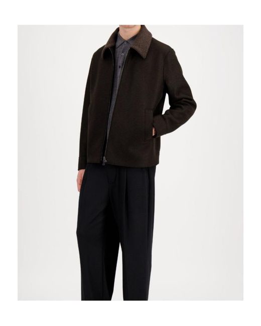 Harris Wharf London Black Golf Jacket Pressed Wool And Bouclè for men