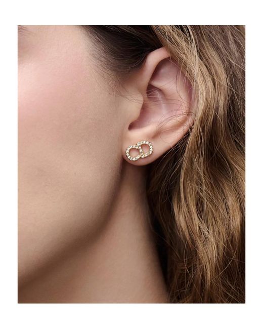 Dior White Cd Signature Stud Earrings