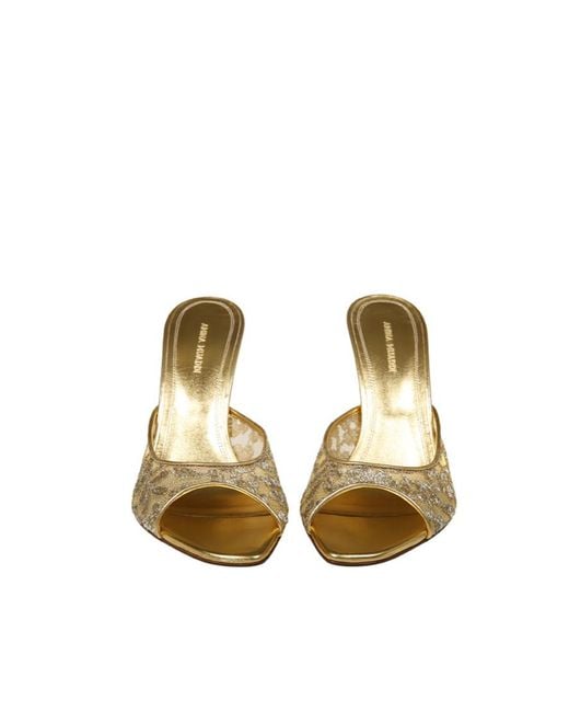 AMINA MUADDI Metallic Round-Toe High-Heeled Sandals