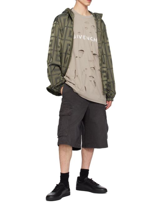 Givenchy Green 4G Pattern Hooded Windbreaker for men