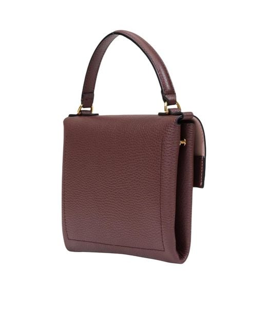 Coccinelle Red Grained Top Handle Shoulder Bag