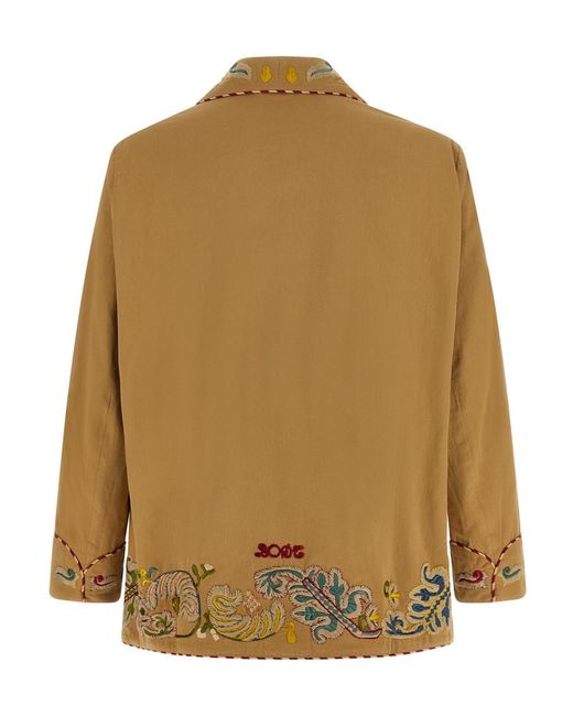Bode Natural Feather Runner Embroidered Smoking Blazer for men