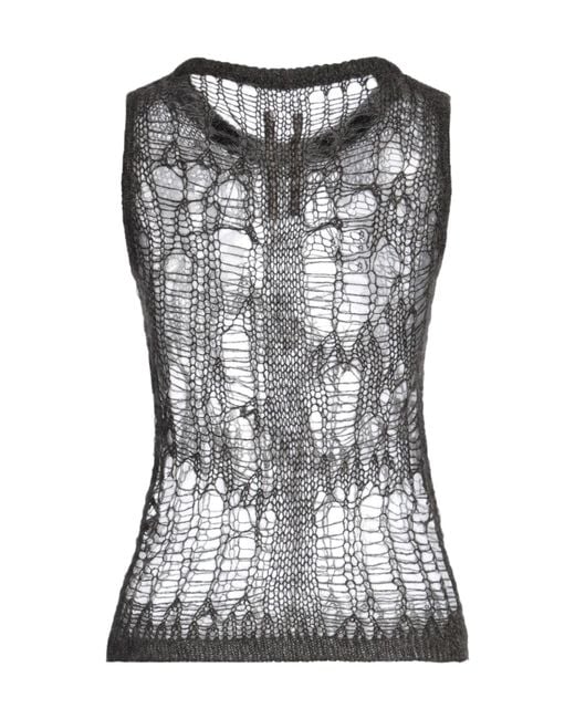 Rick Owens Black Solid Sleeveless Knit Top