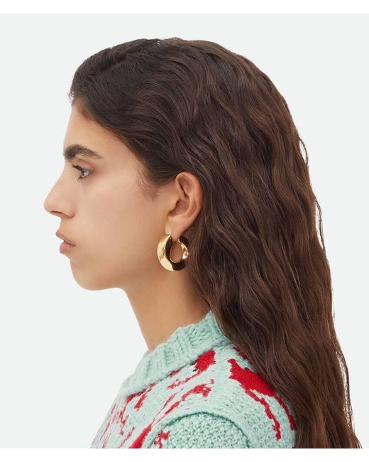 Bottega Veneta Metallic Twist Hoop Earrings