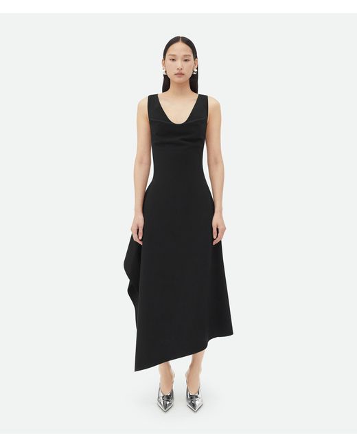 Bottega Veneta Black Asymmetrical Designed Midi Dress