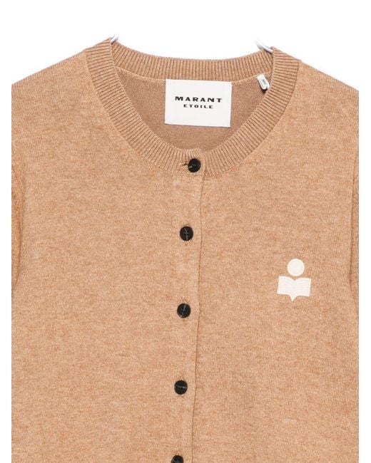 Isabel Marant Natural Isabel Marant Étoile Logo-Embroidered Knitted Cardigan