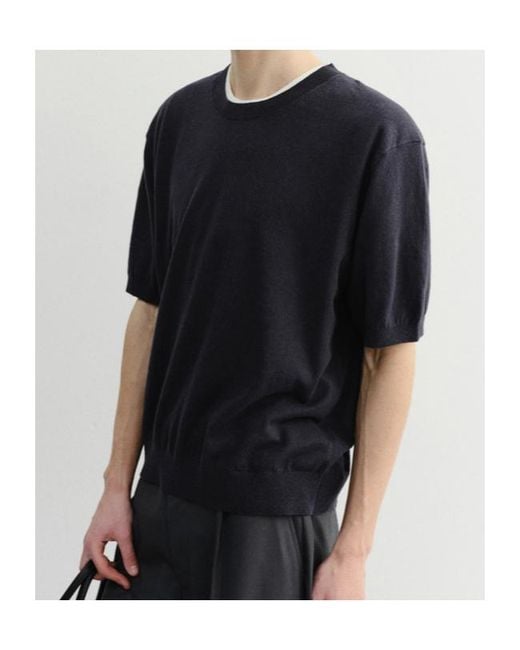 DUNST Blue Short-Sleeve Sweater for men
