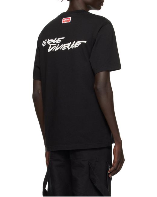 KENZO Black T-Shirt With Printed Logo for men