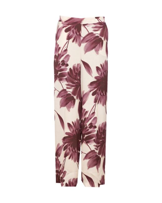 Twinset Red Floral Printed Wide Trousers