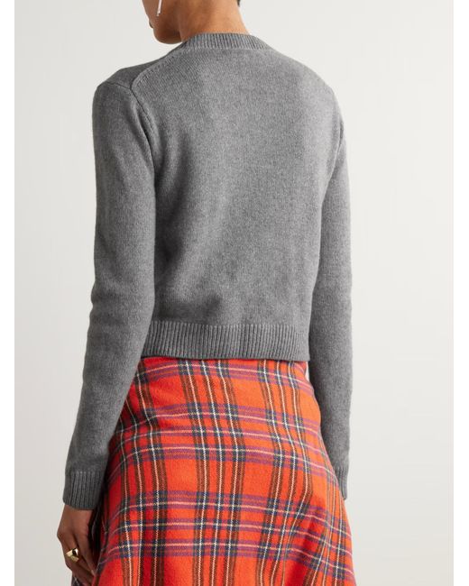 The Elder Statesman Gray Cashmere Short Sweater