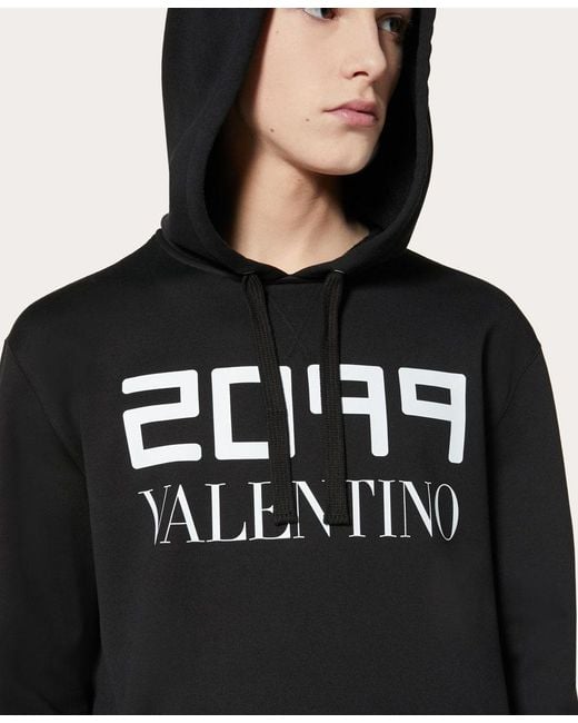 Valentino Black 2099 Logo Printed Hoodie for men