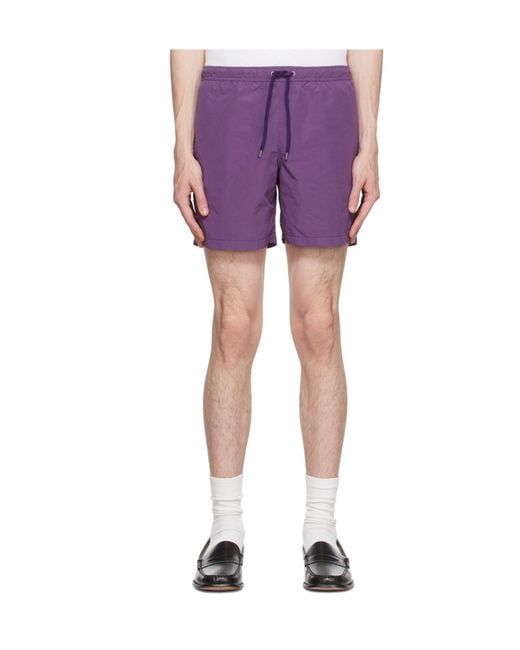 Aspesi Purple Elastic Waist Shorts for men