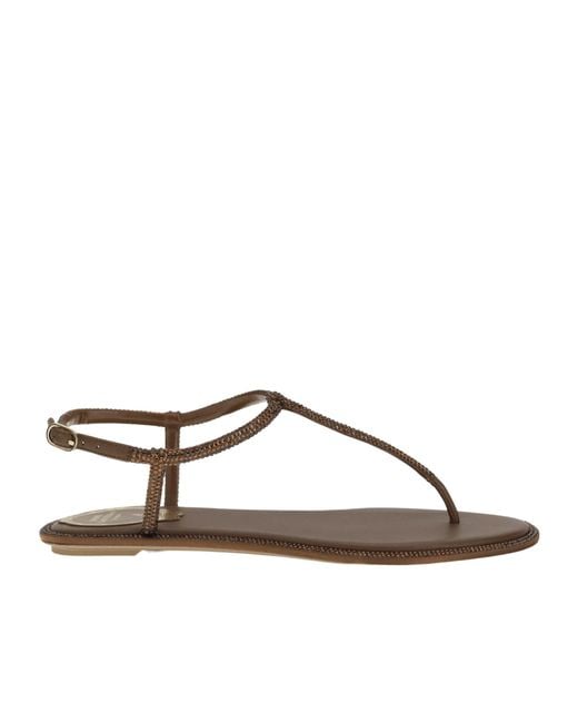 Rene Caovilla Brown René Caovilla Diana Embellished Thong Sandals