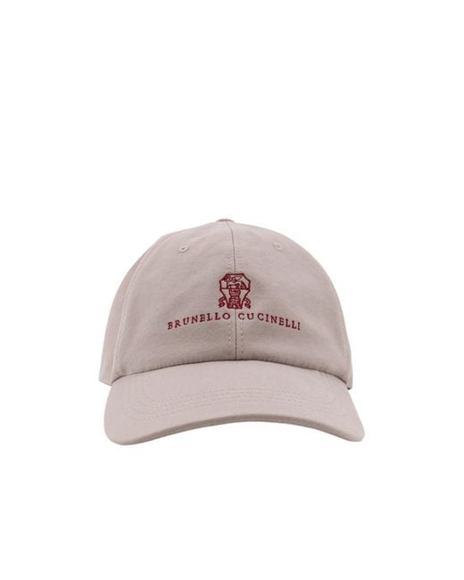 Brunello Cucinelli Gray Logo-Embroidered Baseball Hat for men