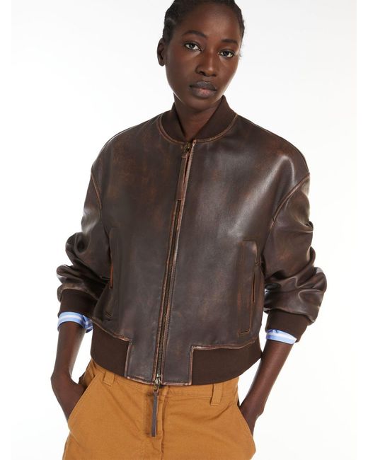 Weekend by Maxmara Brown Hiltex Zip-Up Bomber Jacket