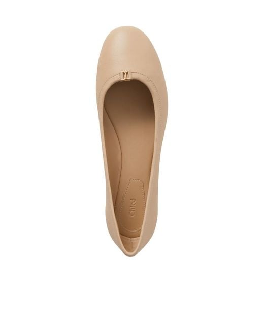 Chloé Natural Chloé Marcie Round-Toe Ballet Flats