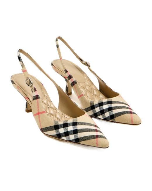 Burberry Metallic Check Dame Slingback Pumps