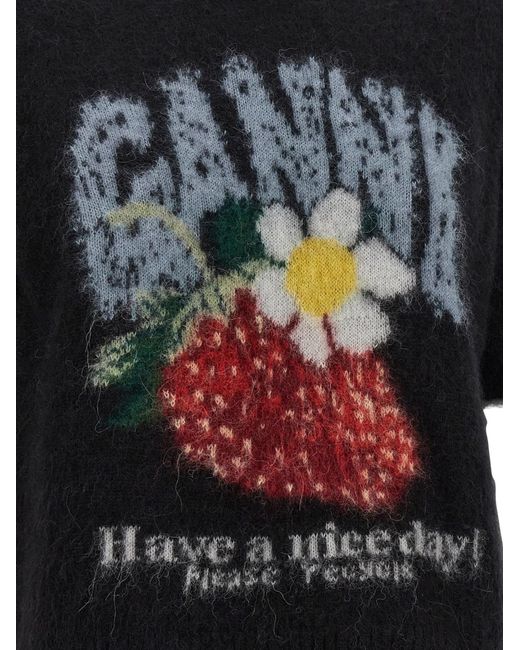 Ganni Black 'Strawberry' Sweater