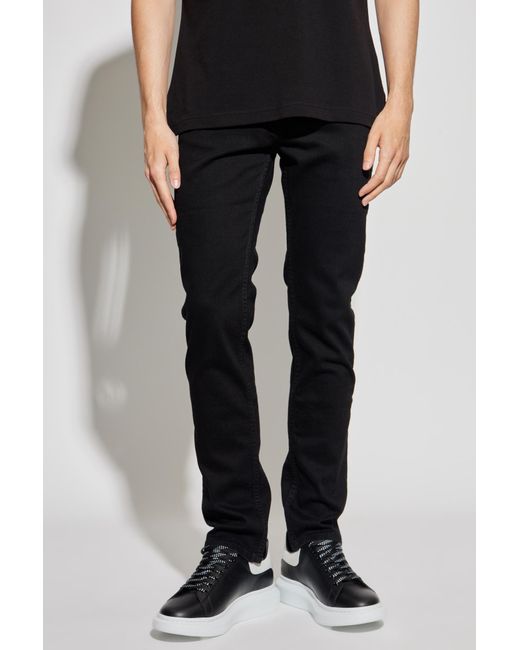 Versace Jeans Black Couture Logo Patch Skinny Jeans for men
