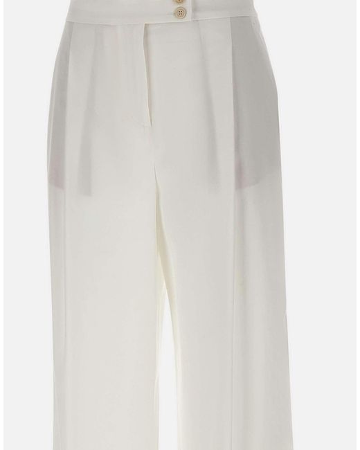 Eleventy White Pleated Palazzo Pants
