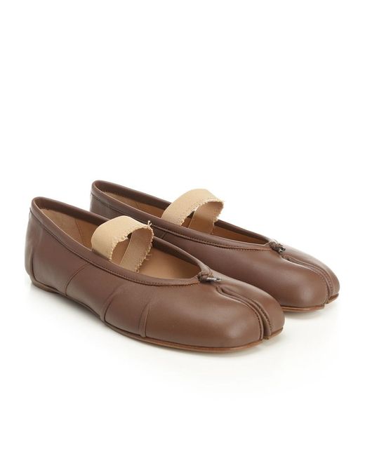 Maison Margiela Brown Tabi Elastic Band Ballerinas