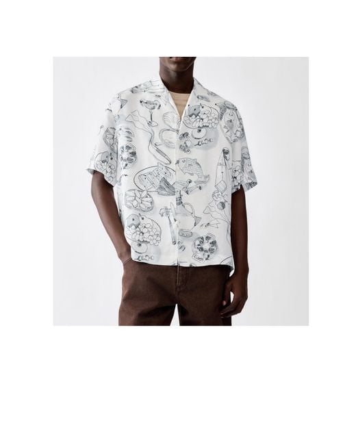 Jacquemus White Printed Short-Sleeve Shirt for men