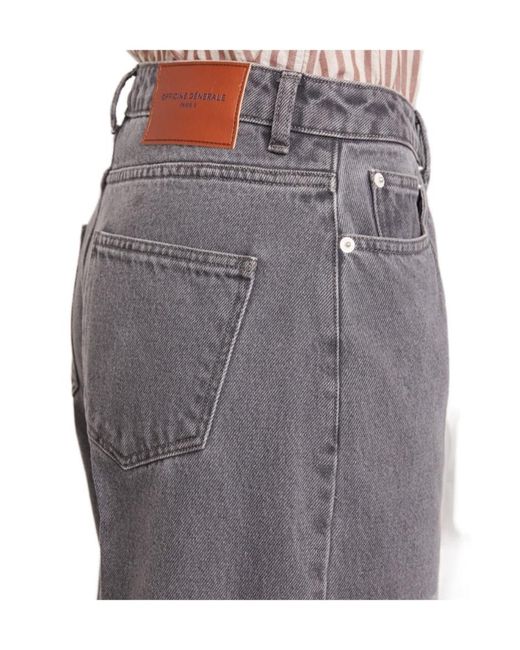 Officine Generale Gray Wide-Leg High-Waisted Jeans