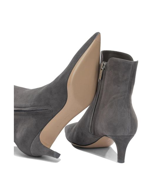 Gianvito Rossi Gray Pointed-Toe Ankle Boots