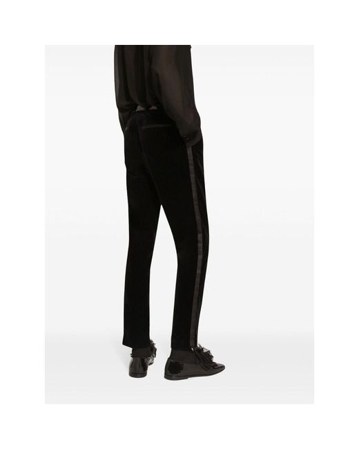 Dolce & Gabbana Black Velvet Tuxedo Pants for men