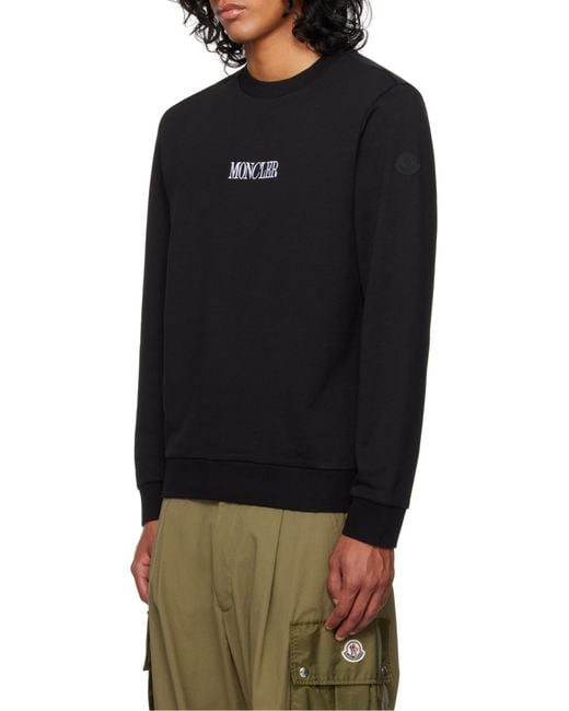 Moncler Black Embroidered Logo Sweatshirt for men
