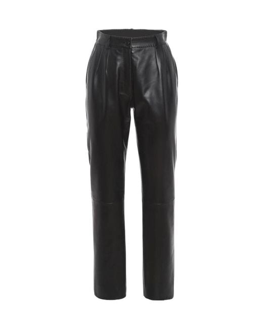 Dolce & Gabbana Black High Waisted Leather Trousers