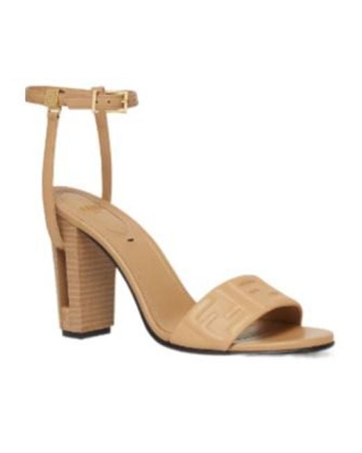 Fendi Metallic Dolphin Logo Embossed Ankle Strap Sandals