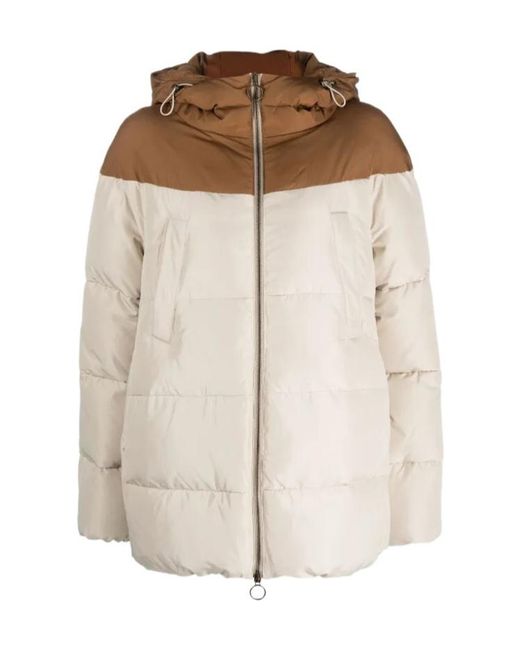 Eleventy Natural Two-Tone Padded Hooded Jacket