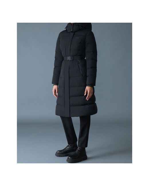 Mackage Black Coralia-City Recycled Down Coat With Storm Visor And Belt