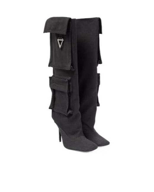 The Attico Black Sienna Canvas Knee-High Boots