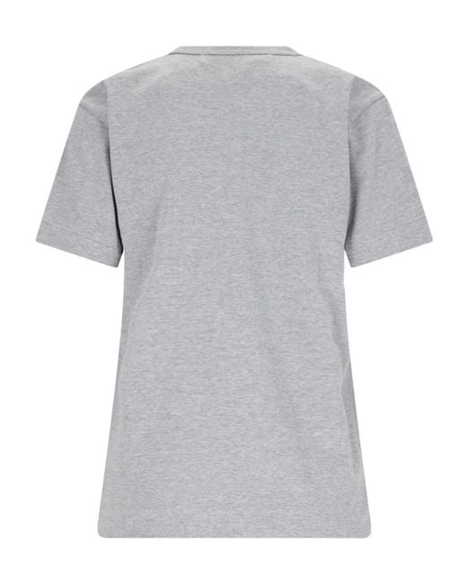 COMME DES GARÇONS PLAY Gray Comme Des Garçons Play Logo Patch Crewneck T-Shirt for men