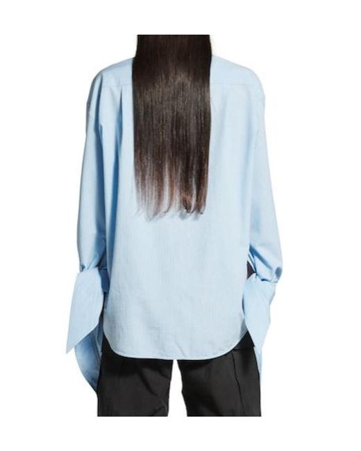 Balenciaga Blue Knotted Cuff Blouse