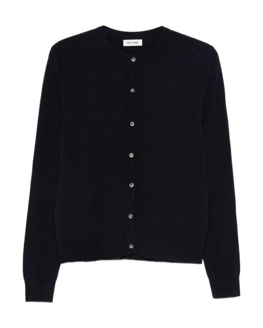 Soft Goat Blue Crew Neck Long-Sleeved Knitwear
