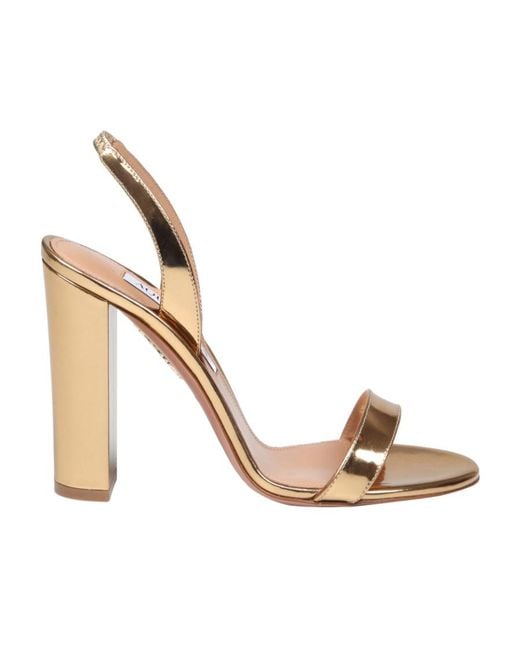 Aquazzura Metallic Open Toe Heeled Sandals