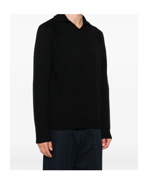 Zanone Black Polo-Neck Wool Sweater for men
