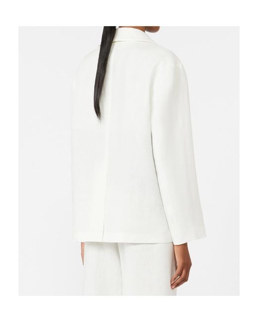Max Mara White Carlotta Linen Jacket