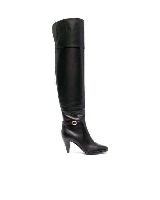 Dolce & Gabbana Black Dg Over-The-Knee Boots