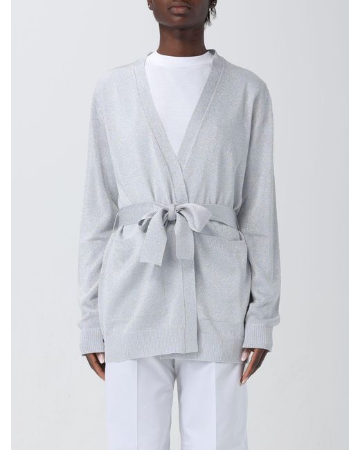 Missoni Gray Metallic-Threading V-Neck Belted Cardigan