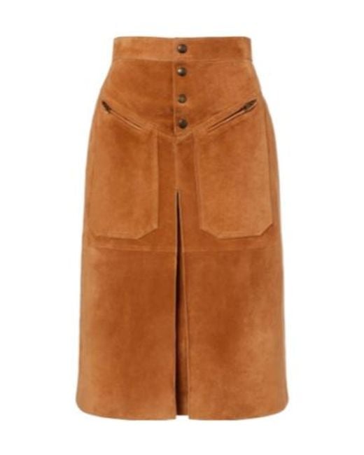 Chloé Brown Suede Midi Skirt