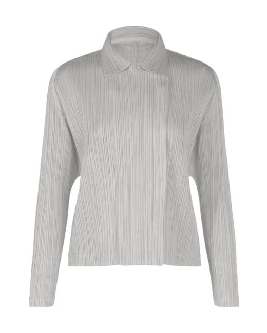 Pleats Please Issey Miyake Gray Pleated Long-Sleeve Shirt