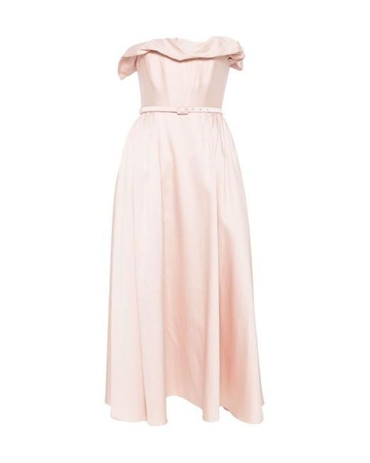Roland Mouret Pink Ruffle Midi Dress