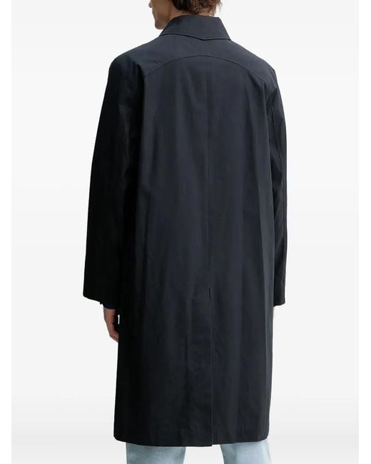 A.P.C. Blue Cappotti Button-Fastening Longline Coat for men