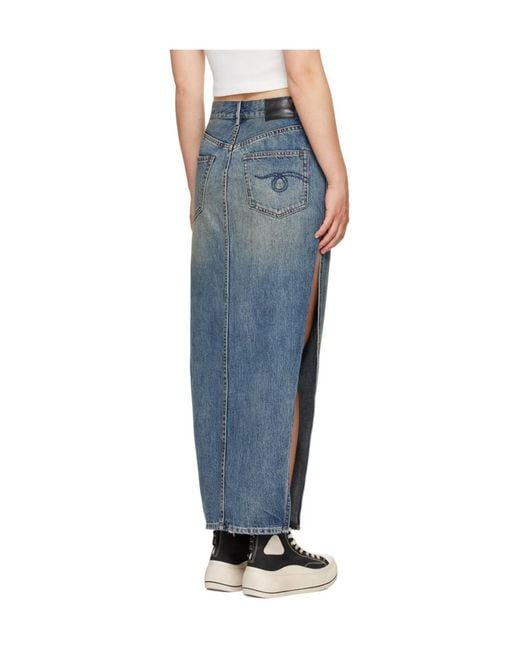 R13 Black Devon Side Slit Denim Skirt